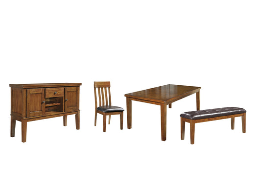 Ralene Dining Table and 4 Chairs and Bench with Storage