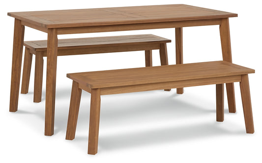 Ashley Express - Janiyah Outdoor Dining Table and 2 Benches