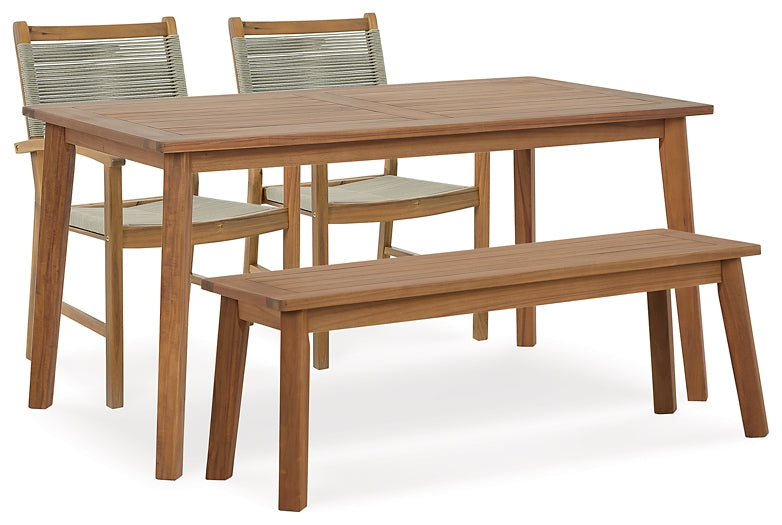 Ashley Express - Janiyah Outdoor Dining Table and 2 Chairs and Bench