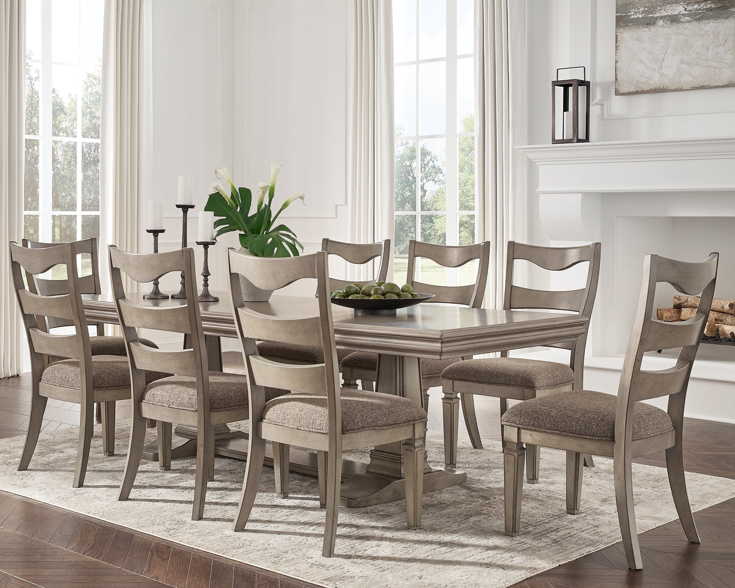 Lexorne Dining Table and 8 Chairs Nu Furniture Outlet